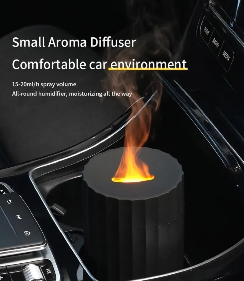 Air Humidifier with Flame Effect Essential Oil Diffuser Quiet Aroma Diffuser Home Fragrances Car Refresh