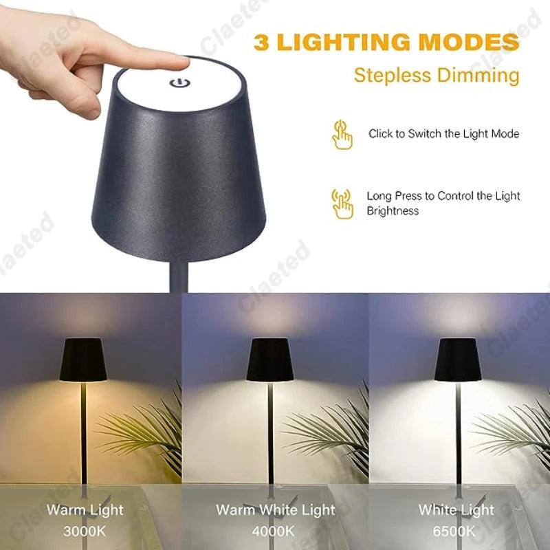 Cordless Table Lamp for Bedroom Rechargeable Wireless Touch Lamp Camping Candle Creative Lamp Rechargeable Coffee Bar Desk Lamp