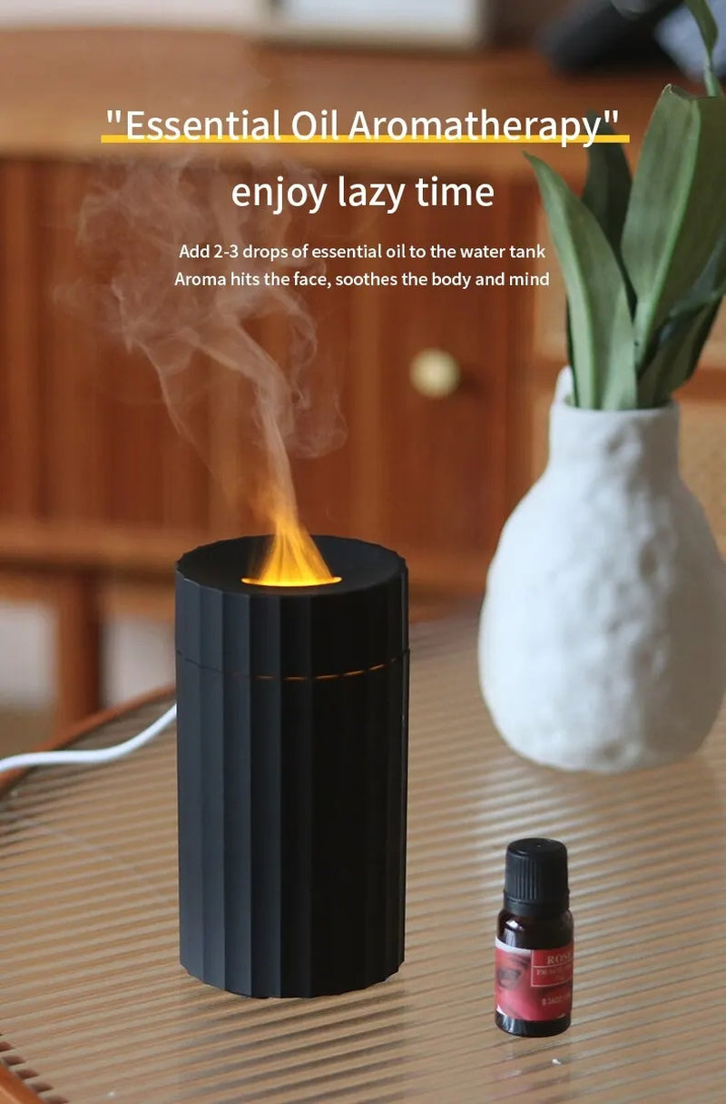 Air Humidifier with Flame Effect Essential Oil Diffuser Quiet Aroma Diffuser Home Fragrances Car Refresh