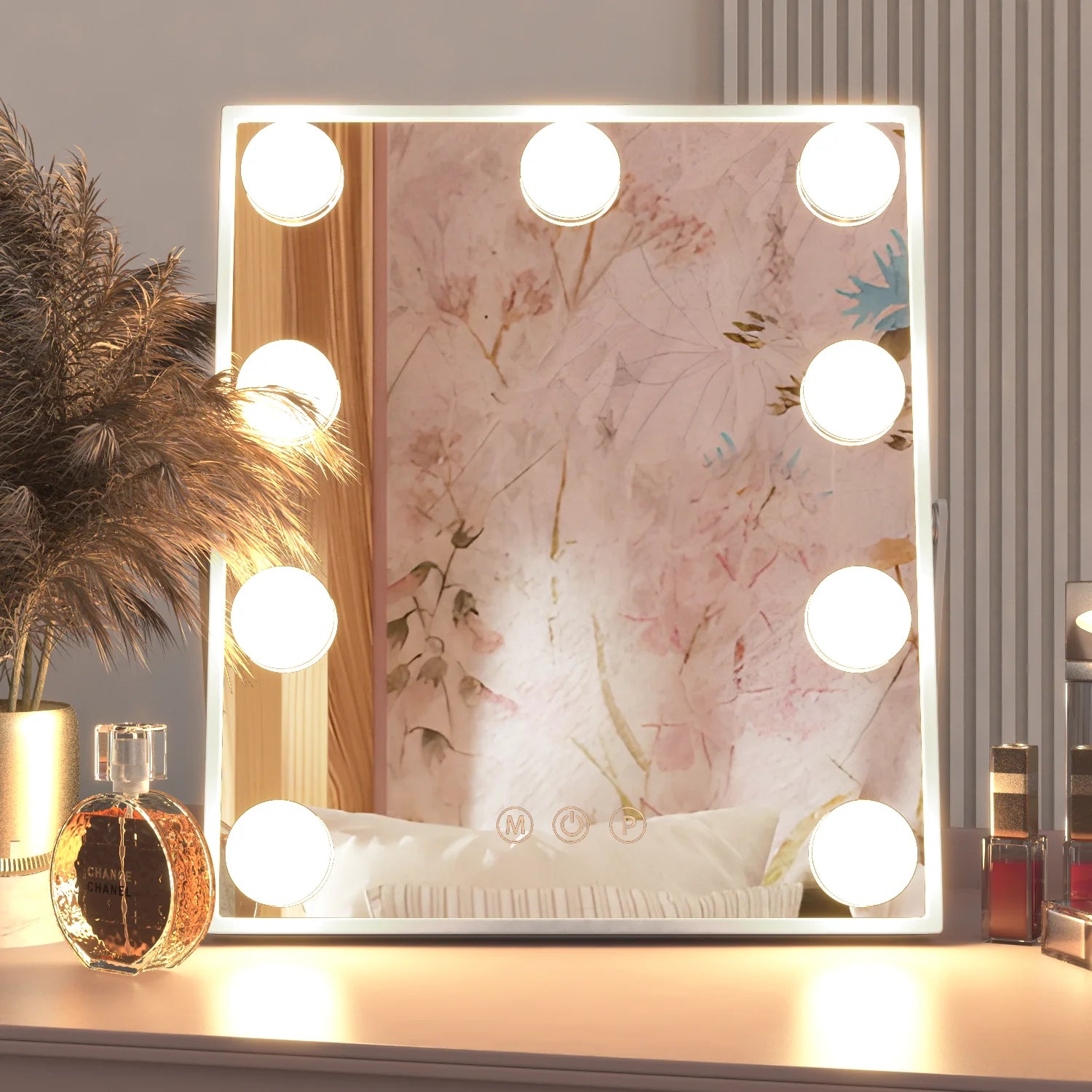 9 LED Bulbs Hollywood Vanity Mirror with Lights, Hollywood Makeup Mirror, Small Vanity Lighted Mirror with 3 Color Lighting Modes, Smart Touch Control
