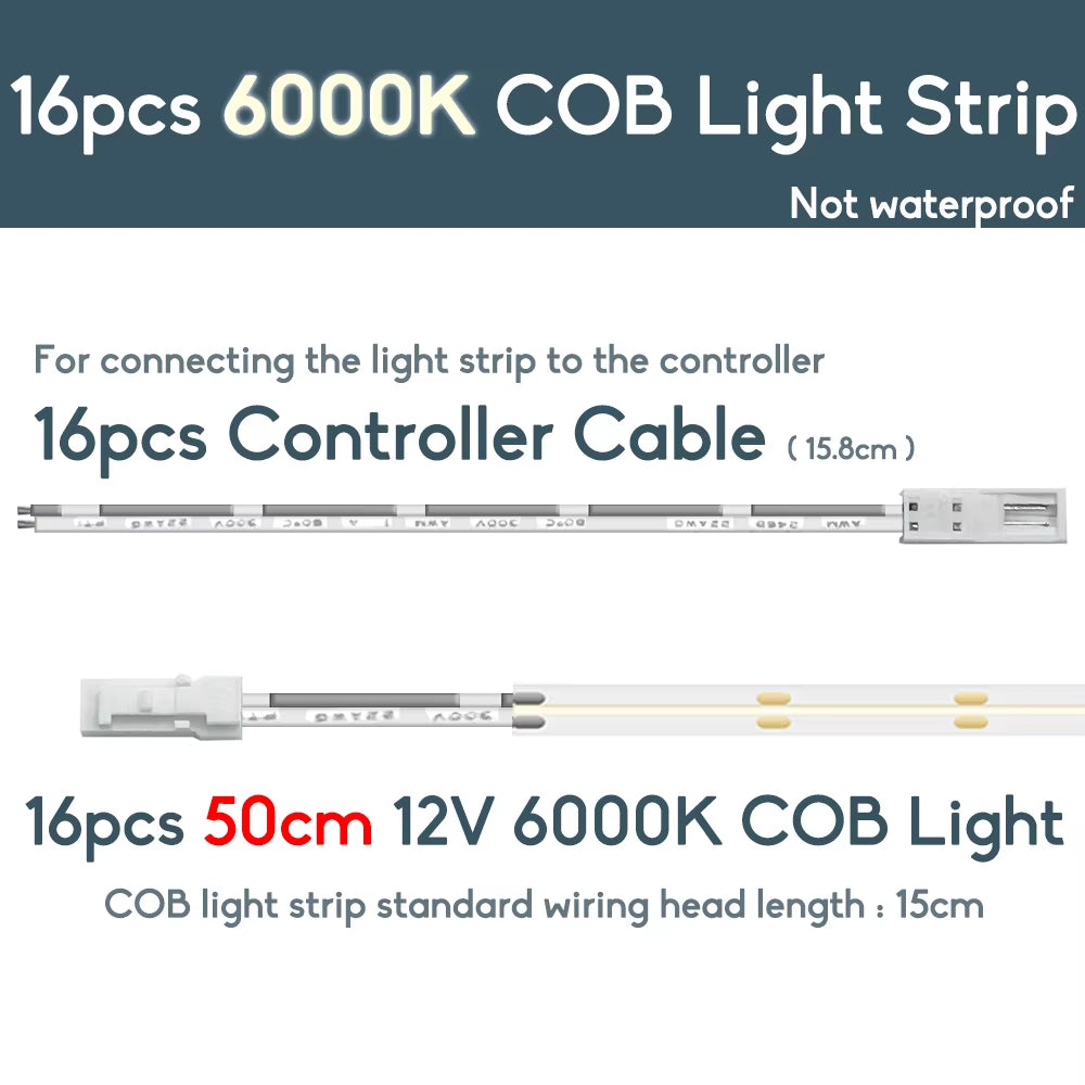 Smart Stair LED Motion Sensor Light Strip 16 Channel Dimming Light Indoor Motion Night Light DC12V COB LED Strip for Stairway