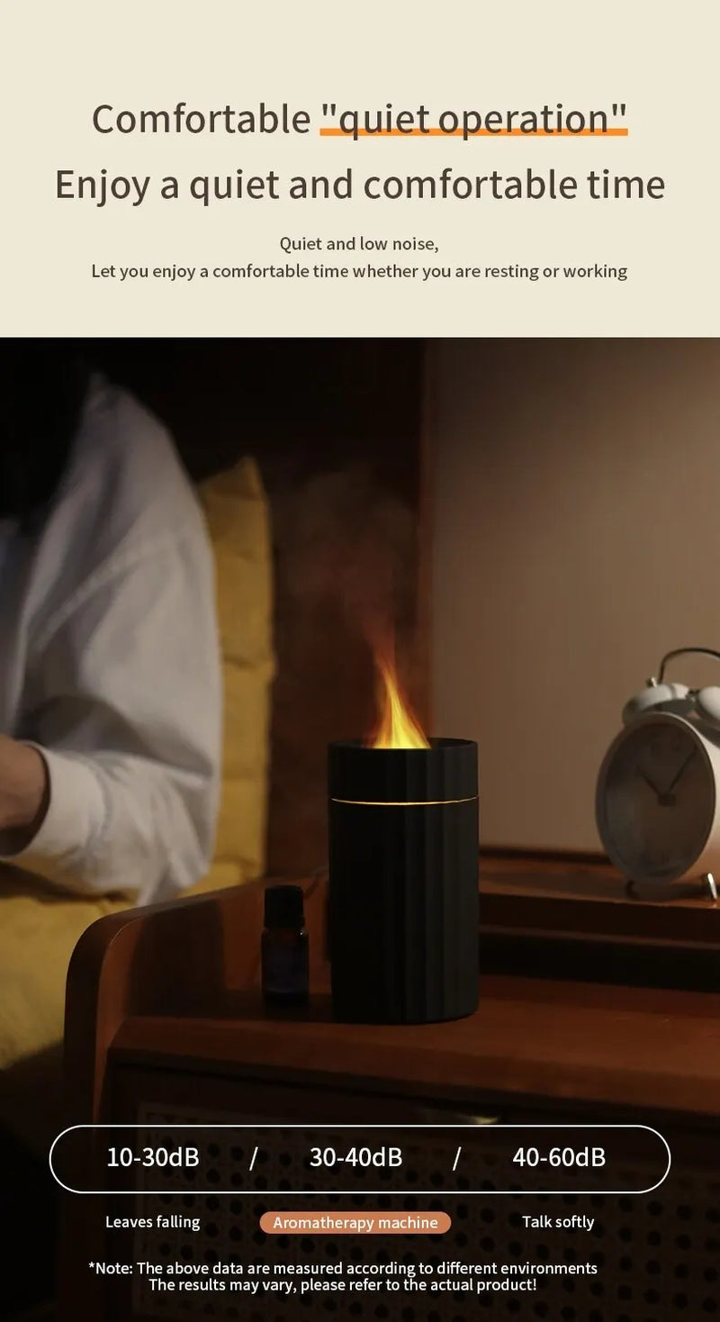 Air Humidifier with Flame Effect Essential Oil Diffuser Quiet Aroma Diffuser Home Fragrances Car Refresh