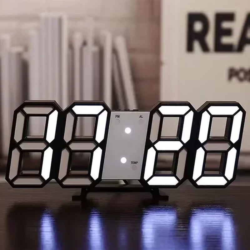 3D Digital Wall Clock Decoration for Home Glow Night Mode Adjustable Electronic Watch Living Room LED Clock Decor Clocks Garden