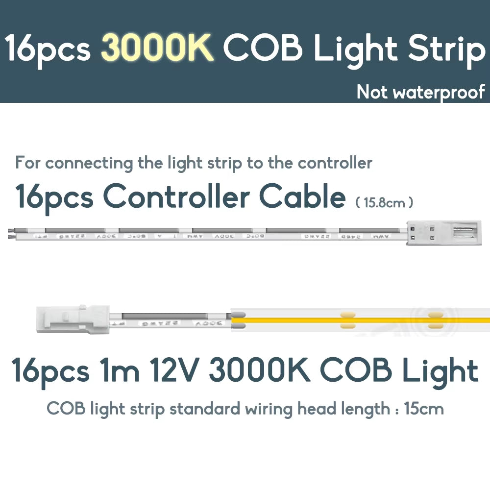 Smart Stair LED Motion Sensor Light Strip 16 Channel Dimming Light Indoor Motion Night Light DC12V COB LED Strip for Stairway