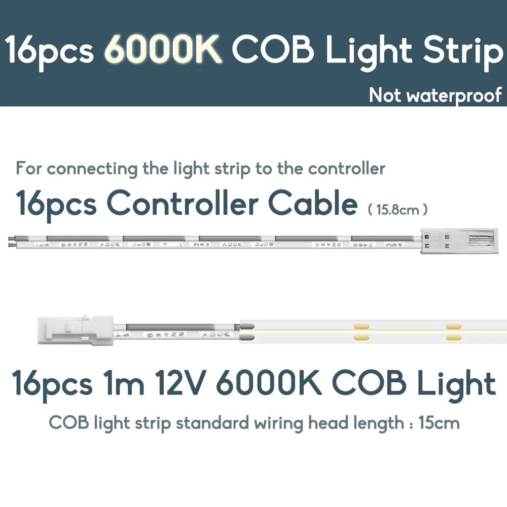 Smart Stair LED Motion Sensor Light Strip 16 Channel Dimming Light Indoor Motion Night Light DC12V COB LED Strip for Stairway