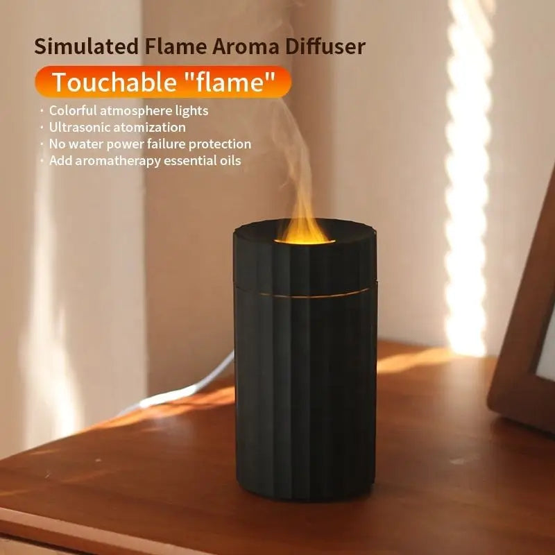 Air Humidifier with Flame Effect Essential Oil Diffuser Quiet Aroma Diffuser Home Fragrances Car Refresh
